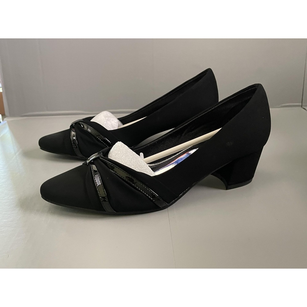 Easy Street Millie Shoes Womens Size 9N Black Bow Block Heel Pumps Dress - Picture 4 of 9